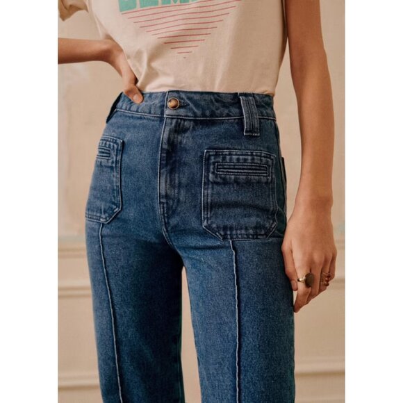 Sezane (Original) 70's Trousers - High Waist Jeans - Picture 4 of 8